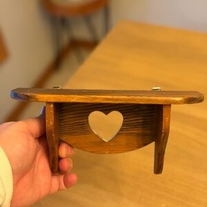 Vintage cottage core small wooden heart shelf